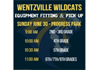 EQUIPMENT FITTING MOVED TO SUNDAY 6/30